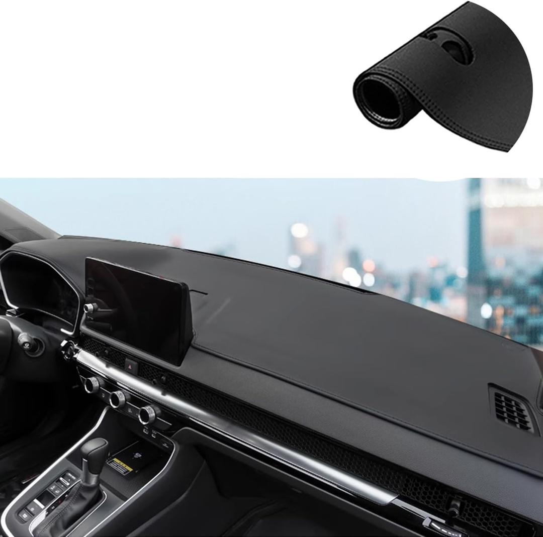 Rifoda Dash Cover Mat Fit for Honda CRV CR-V 2023 2024 2025 (Without Head Up Display) Leather Material Nonslip Dashboard Protector Sunshade No Glare Cover pad Black Stitching