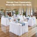 Wish Care 34x34 Inch White Square Tablecloth - Wrinkle Resistant Fitted Card Table Cloth Elastic Pleated Square Table Cover for Trade Shows, Weddings, Parties & Banquets (1 Pack)
