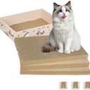 Cat Scratcher Pad with Box, Reversible Corrugated Cardboard Scratch Pad, Kitten Scratching Board with Catnip, Durable Recycle Scratching Pads (Small Pad: 13.78" x9.53" x1", Pattern Two-3 PCS)