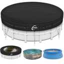Kipiea Heavy Duty 500D 8ft Round Pool Cover for Above Ground Pool, Stock Tank Pool Covers with Accessories, Round Hot Tub Cover Ideal for Windproof, Dustproof, Waterproof