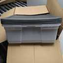 HOMZ 2-Pack Snaplock, Small Clear Plastic Storage Organizer Bins w/ Lids, 28 Quart, Gray - Stackable Container Boxes for Bedroom, Bathroom, Garage, and Office Organization