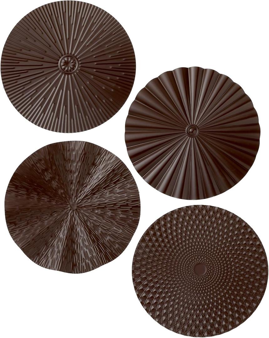 Hicarer 4 Pcs 12 Inch Metal Wall Art Decor Sunburst Hanging Metal Artwork Decor Wall Art Decorations for Home Living Room Office Gift for Christmas(Brown)