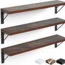 BAYKA 22.4 Inch Long Wall Mounted Floating Shelves (Rustic Brown, Set of 3), 22.4 inches Uniform