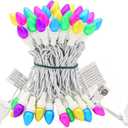 Easter String Lights LED Multi Color Glass C3 Lights 50 Count Easter Pastel Light 120V ETL Certified Connectable Outdoor String Light White Wire for Party Patio Home (Pink Blue Green Yellow Purple)