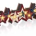 Yousoontic 4th of July Table Centerpieces, 3D Wooden Star Decorations with LED Lights, Patriotic Farmhouse Decor for Home Mantel Desk Office, Independence 250th Anniversary Memorial Day Party Decors