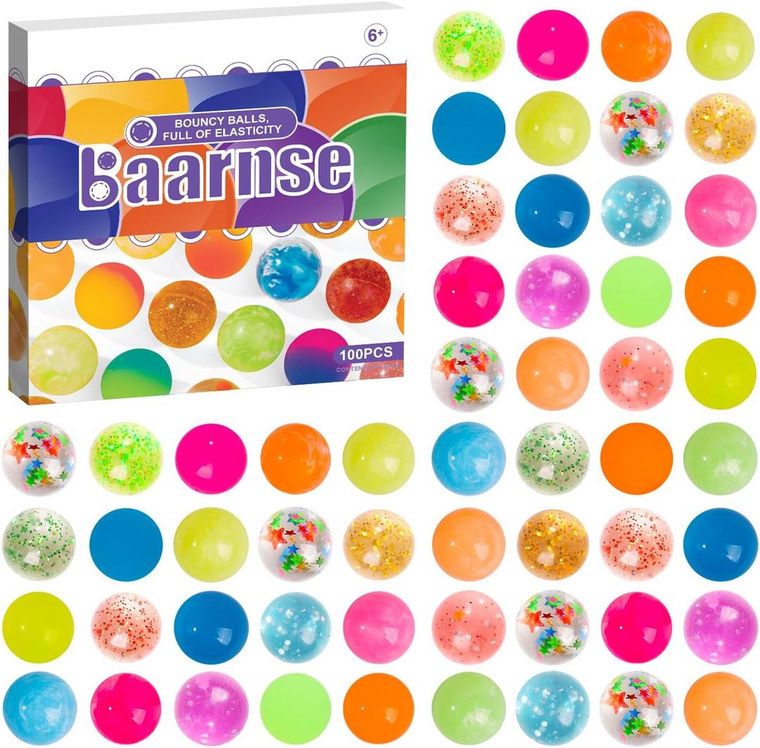 100PCS Colorful Small Bouncy Balls Bulk with Gift Box Mixed Colors Mini Bounce Bouncy Balls for Kids Party Favors, Carnival Prizes, Birthdays Gift, Easter Gifts (18 mm/ 0.71 Inch) (Multicolored)