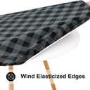 Smiry Round Picnic Tablecloth, Elastic Waterproof Fitted Vinyl Tablecloths for 57"-68" Tables, Flannel Backed Buffalo Plaid Table Cover for Dining, Camping, Outdoor, Black and Grey