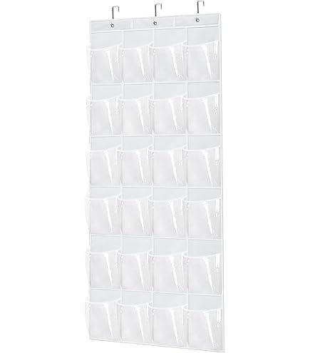 Whitmor 6046-13 24-Pocket Over-The-Door Shoe Organizer, Clear Vinyl - Quantity 1
