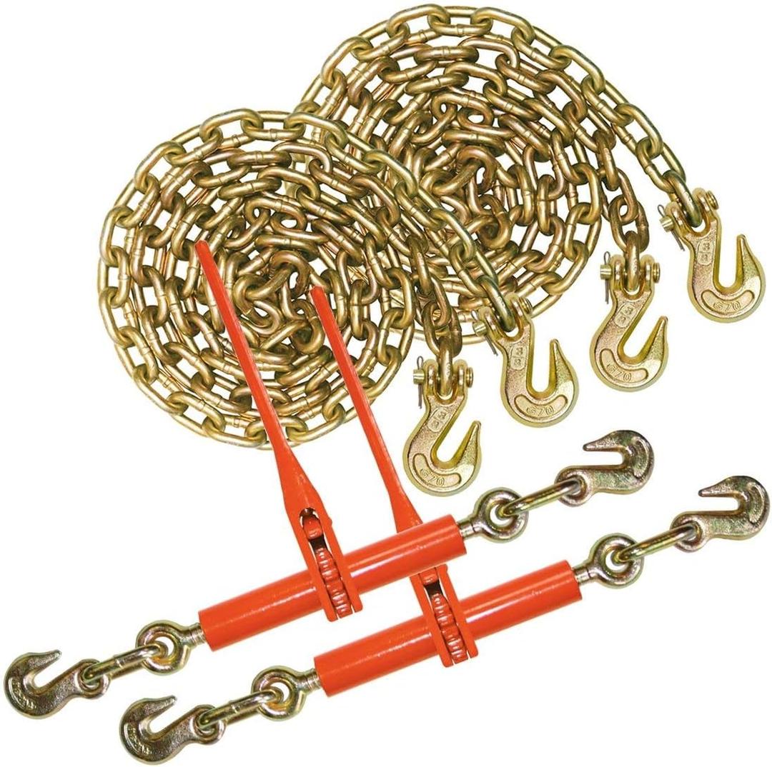 VULCAN Chain and Load Binder Kit - Grade 70-3/8 Inch x 10 Foot - 6,600 Pound Safe Working Load