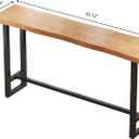 55in Solid Wood Live Edge Bar Table - Bar Height Pub Table with Built-in Footrest, Solid Wood Top & Sturdy Metal Legs for Kitchen, Dining & Bistro Spaces, 55.12in