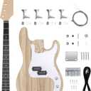 DIY Bass Guitar Kit 4 String Beginner Kits PB Bass Style Right Handed with Paulownia Body Hard Maple Neck Engineered Wood Fretboard Chrome Hardware Build Your Own Bass Guitar.