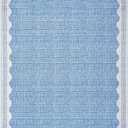 GarveeHome 4 x 6 Rug Non-Slip Washable Low-Pile Carpet - Scalloped Solid Blue Modern Minimalism Rugs for Bedroom Living Room Nursery Kitchen Entryway Indoor Mat with Rubber Back