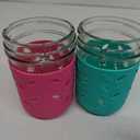 Elk and Friends Kids + Toddler Glass Cups | The Original 8oz Glass Mason Jar with Sleeves + Lids | Silicone Straws + Stopper | Smoothie Cup | Food Storage | Spill Resistant | Dishwasher Safe | 4 Pack (Pink/Teal/Blue/Yellow)