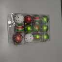 Liliful 11 Pcs 2.4 Inch Christmas Ball Ornaments, Glittering Plastic Hanging Decorations, Elf Balls, Swirl Candy Cane Peppermint, Red and Green Christmas Tree Pendants for Xmas Tree Decoration