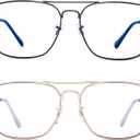 JM 2-Pack Aviator Reading Glasses Women Metal Frame Blue Light Blocking Computer Readers