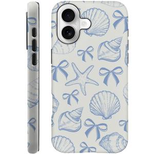 DAIZAG Case Compatible with iPhone 17,Fit Shockproof Cover for Women Girls,Blue Seashell Bow