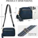 Fashion Small Leather Crossbody Bags for Women Trendy Casual Cross Body Handbags Crossover Travel Purses with Zipper Pockets (Darkblue)