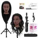 20 Inch Mannequin Head Human Hair with Stand,Real Hair Mannequin Head for Braiding,Cosmetology Manikin Doll Head for Styling with Mannequin Head Stand Table Clamp Hair Braiding Set