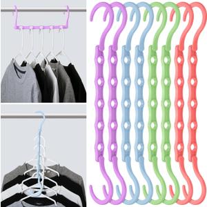Mr. Pen- Space Saving Hangers for Clothes, 8 pcs, Playful Pop Colors, Plastic Multi Clothes Hangers Space Saving, 5 Slots, 360 Rotating Hooks