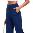 CADMUS Wide Leg Pants for Women Yoga Work Pants with Pockets High Waist Lounge Sweatpants Dress Pants 29",Black,Navy Blue,L