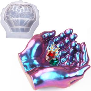 Actvty Hand Mold for Resin, Hand Shape Tray Silicone Mold for Epoxy Casting, DIY Jewelry Storage Dish, Candle Holder, Succulent Pot, Home Decor Craft Gift