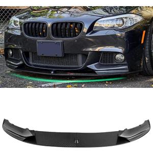 KHK Front Bumper Lip Spoiler for BMW 5 Series F10 528i 530i 535i 550i M-Sport Bumper 2011-2016,Carbon Fiber Look ABS Air Dam Front Splitter Body Kit Accessories
