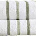Great Bay Home Decorative Oversized Bath Sheet Set - Cotton 2 Pack 68x35 Extra Large Towels - Durable Towels for Bathroom Decor (Desert Sage Green/Moss Green)