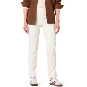 Essentials Womens High-Rise Slim-Fit Full-Length Straight-Leg Khaki Pant, Eggshell White, Size 16