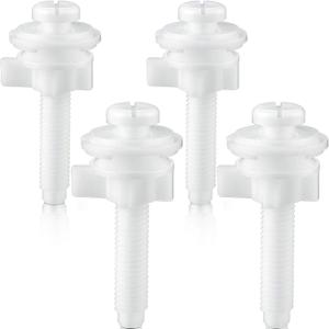 Jetec 4 Pieces Toilet Seat Screws Replacement Kit Plastic Bolts with Plastic Nuts and Washers Parts Kit for Fixing the Top Toilet Seat, White