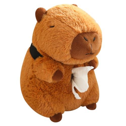 Cute Tissue Holder Box Plush Capybara Tissue Holder Hanging Car Tissue Box Cover Napkin Organizer Decorative Paper Storage Case for Car Headrest Armrest