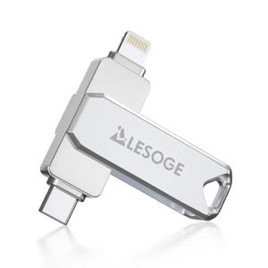 LESOGE MFi Certified Flash Drive 256GB for iPhone USB Memory Stick, USB Stick High Speed Thumb Drives Photo Stick External Storage for iPhone/iPad/Android/PC, LES242