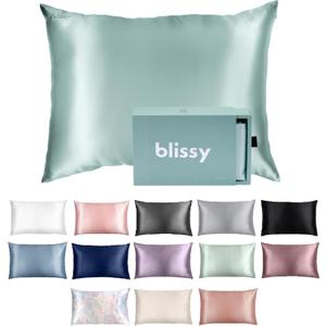 Blissy Silk Pillowcase - 100% Pure Mulberry Silk - 22 Momme 6A High-Grade Fibers - Silk Pillow Cover for Hair & Skin - Regular, Queen & King (Mint, King)