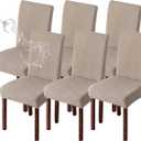 Genina Waterproof Chair Covers for Dining Room 6 Pack Kitchen Chair Covers Parson Dining Chair Slipcover,Khaki