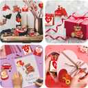 2 x 24 Pcs Valentine's Day Ornaments for Tree Wood Valentines Tree Decorations Pink Red Heart Gnome Wood Cutouts with Ropes for Valentine's Day Gift Window Wall Home Decor