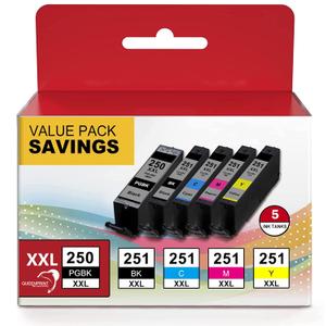 Queenprint Replacement Ink Cartridges for Canon PIXMA MX922 MX920 IX6820 MG5520 MG7520 IP8720 MG6620 MG6320 MG7120 Printers - PGI-250XXL CLI-251XXL for Canon 250 & 251 XXL Compatible
