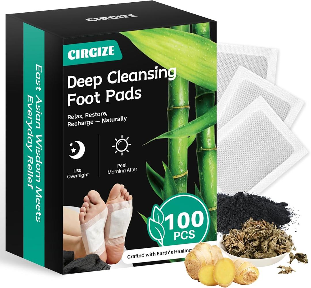 100-Count Deep Cleansing Foot Pads, Bamboo Vinegar & Ginger Foot Pads for Sleep Support, Stress & Fatigue Relief | Natural Foot Spa for Daily Wellness | Self-Care Gift for Family & Loved Ones