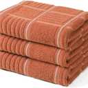 Anyi Kitchen Dish Towels Heavy Duty Absorbent Dish Cloths with Hanging Loop 100% Cotton Tea Bar Towels (16x26, Set of 3, Red)