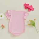 FYBITBO Daddys Little Girl Baby Outfit Ruffle Short Sleeve Shirt Onesie Bubble Romper Daddys Girl Clothes with Headband (Pink)