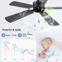 FUMLTP 42 inch Modern Ceiling Fans with Lights APP/Remote Control, Low Profile Reversible 6 Speeds Ceiling Fan Light for Indoor/Outdoor Patio Bedroom Living Room,Black