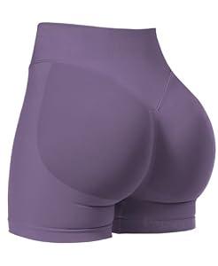 VOYJOY Women Workout Impact Shorts 4.5" Scrunch Butt Lifting Gym Seamless Booty Biker Shorts Large