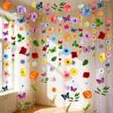 10 PCS x 7.2 ft Flower Garland Hanging Floral Garland with Butterfly Wall Decor, Green Leaves Spring Garland 3D Artificial Flowers for Wedding Backdrop Party Birthday Home Garden Wall Arch