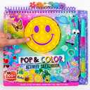 Just My Style Pop & Color Sketchbook, Creative Fidget Sketchbook and Pen Set, Great Weekend Activity, Includes Cute Puffy Stickers & Mindfulness Activity Book for Kids Ages 6, 7, 8, 9
