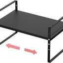 Expandable Stackable Spice Rack Cabinet Shelf Organizer in Cabinets Shelves Kitchen Cupboard Organization Stack up Racks Pantry Countertop Storage Large/Black 1 Pack