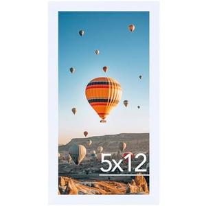 JCJMY 5x12 Picture Frame White for Wall Hanging or Tabletop, Wall Mounting Horizontally or Vertically, 5 x 12 Wall Gallery Poster Photo Frame with Shatter Resistant Plexiglass, White