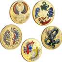 Ecally 5 Pieces Chinese Lucky Coin Ancient Mythical Creatures Charming Ancient Dragon and Phoenix Chinese Coins Animal Commemorative Novelty Metal Specie for Office Fortune Collection Gifts(Classic)