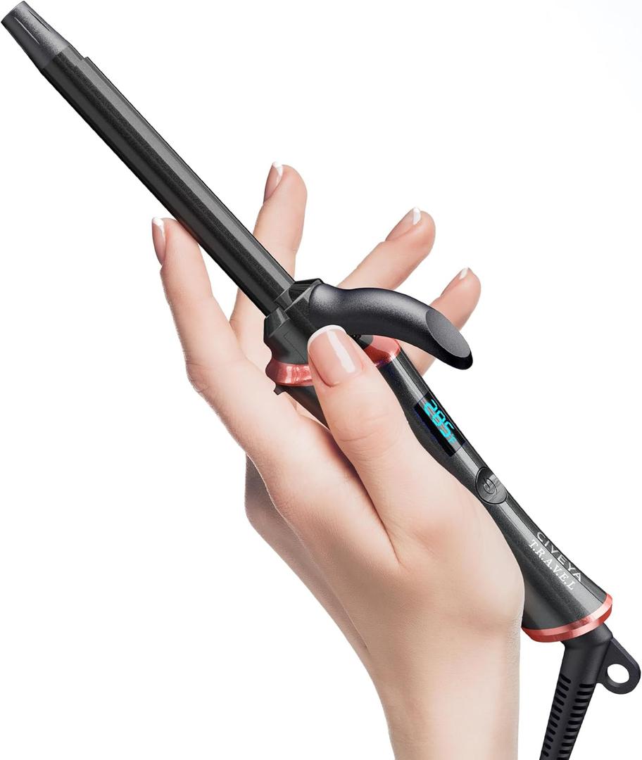 1/2 Inch Curling Iron for Short Hair, Dual Voltage Travel Size with 5 Adjustable Heat Settings, Mini Curling Iron Ceramic Barrel with Argan Oil Infused