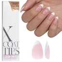 BTArtboxnails French Gel Nail Tips - French Tip Press on Nails Pink Short Almond XCOATTIPS for Nail Extensions