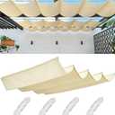 Retractable Wave Sun Shade Cloth 3' x 12' Sun Shade Sail Waterproof Polyester Sunscreen Awning Canopy Wind Protection for Outdoor Patio Yard Terrace Carport Cream