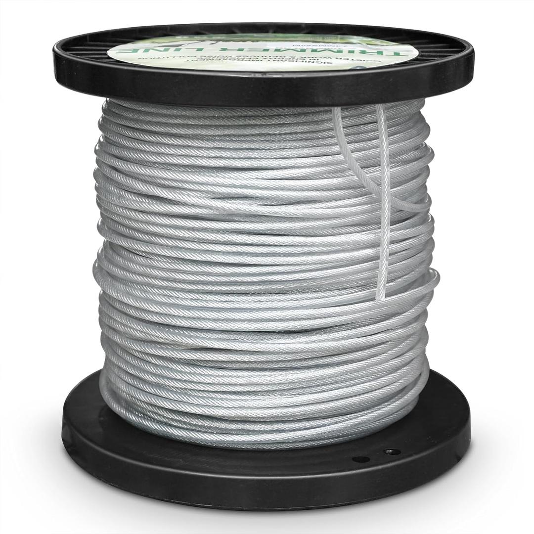 Akuoly Heavy Duty Steel-Core Trimmer Line 0.095" 196ft Durable Trimmer Spool with Inner Steel Wire & Nylon Coating for String Trimmers on Thick Weeds, Pre-Wound Replacement with Storage Reel
