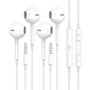 for Apple Earbuds Wired [Clear Call & No Noise], [MFi Certified] 3.5mm Headphones with Microphone Volume Control HiFi Stereo Ear Buds for iPhone/iPad/Kindle/Weather Radio/Airplane [2 Pack] (White)